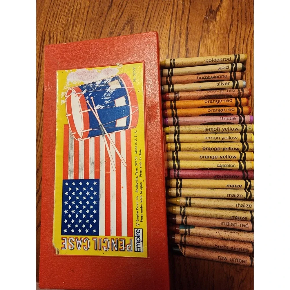 Crayola Vintage Crayons Empire Pencil Case Retired Colors Bundle Lot Indian Red